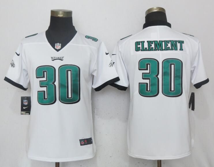 Women Philadelphia Eagles 30 Clement White Vapor Untouchable Playe Nike NFL Jerseys